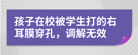 孩子在校被学生打的右耳膜穿孔，调解无效