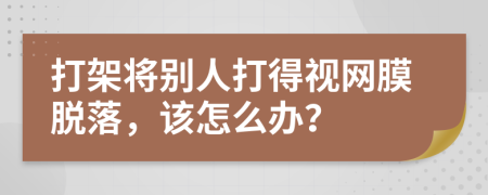 打架将别人打得视网膜脱落，该怎么办？