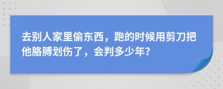 去别人家里偷东西，跑的时候用剪刀把他胳膊划伤了，会判多少年？