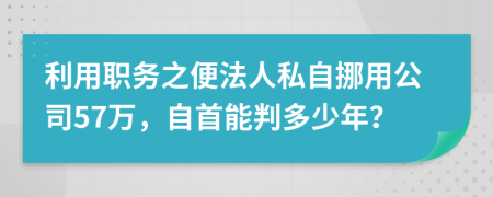 利用职务之便法人私自挪用公司57万，自首能判多少年？