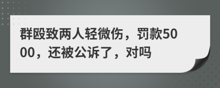 群殴致两人轻微伤，罚款5000，还被公诉了，对吗