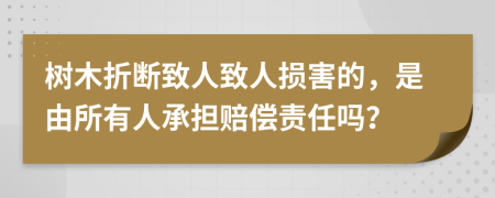 树木折断致人致人损害的，是由所有人承担赔偿责任吗？