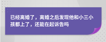 已经离婚了，离婚之后发现他和小三小孩都上了，还能在起诉告吗