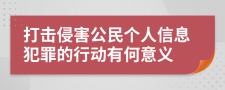 打击侵害公民个人信息犯罪的行动有何意义