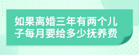 如果离婚三年有两个儿子每月要给多少抚养费