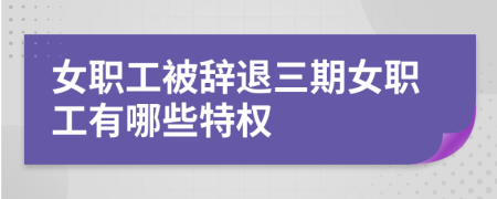 女职工被辞退三期女职工有哪些特权