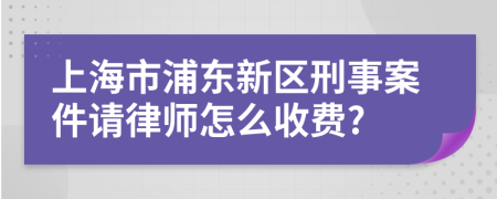 上海市浦东新区刑事案件请律师怎么收费?