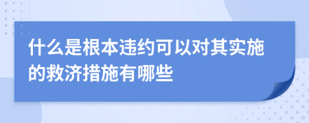 什么是根本违约可以对其实施的救济措施有哪些