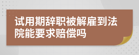 试用期辞职被解雇到法院能要求赔偿吗