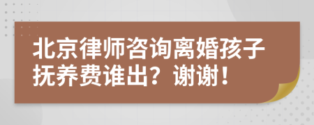 北京律师咨询离婚孩子抚养费谁出？谢谢！