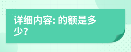 详细内容: 的额是多少？