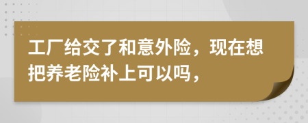 工厂给交了和意外险，现在想把养老险补上可以吗，