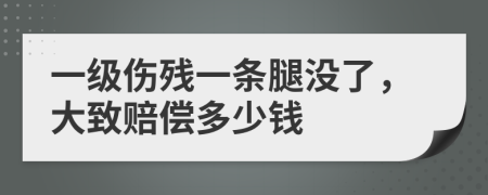 一级伤残一条腿没了，大致赔偿多少钱