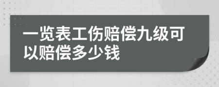 一览表工伤赔偿九级可以赔偿多少钱