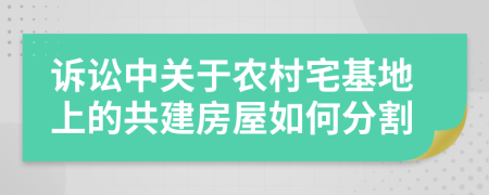 诉讼中关于农村宅基地上的共建房屋如何分割