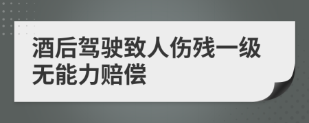 酒后驾驶致人伤残一级无能力赔偿