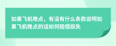 如果飞机晚点，有没有什么条款说明如果飞机晚点的话如何赔偿损失