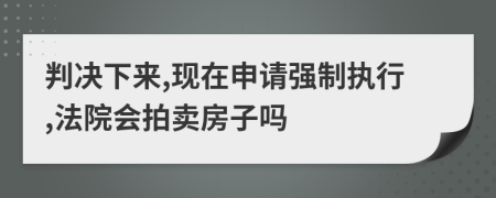 判决下来,现在申请强制执行,法院会拍卖房子吗