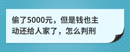 偷了5000元，但是钱也主动还给人家了，怎么判刑