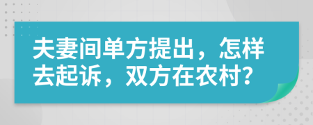 夫妻间单方提出，怎样去起诉，双方在农村？