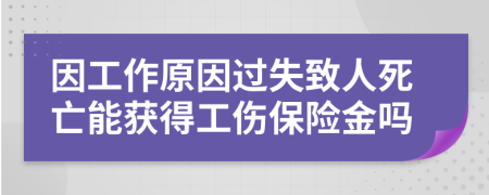 因工作原因过失致人死亡能获得工伤保险金吗