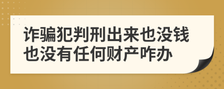诈骗犯判刑出来也没钱也没有任何财产咋办
