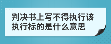 判决书上写不得执行该执行标的是什么意思