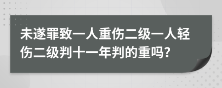 未遂罪致一人重伤二级一人轻伤二级判十一年判的重吗？