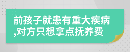 前孩子就患有重大疾病,对方只想拿点抚养费