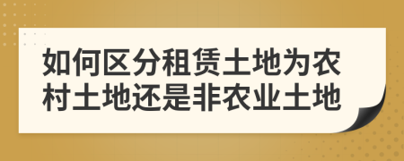 如何区分租赁土地为农村土地还是非农业土地