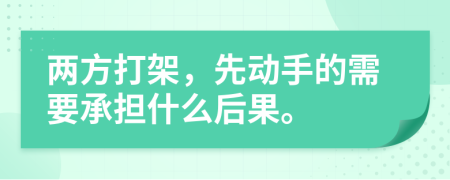 两方打架，先动手的需要承担什么后果。