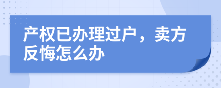 产权已办理过户，卖方反悔怎么办