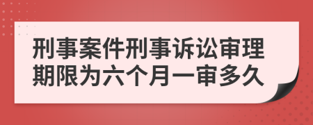 刑事案件刑事诉讼审理期限为六个月一审多久