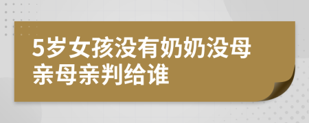 5岁女孩没有奶奶没母亲母亲判给谁