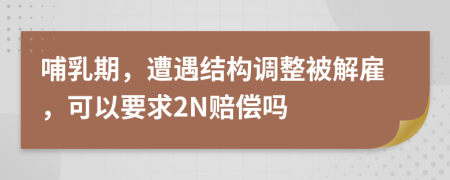 哺乳期，遭遇结构调整被解雇，可以要求2N赔偿吗