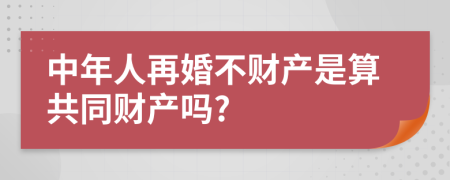 中年人再婚不财产是算共同财产吗?