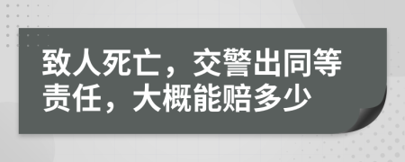 致人死亡，交警出同等责任，大概能赔多少