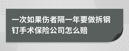 一次如果伤者隔一年要做拆钢钉手术保险公司怎么赔