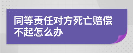 同等责任对方死亡赔偿不起怎么办