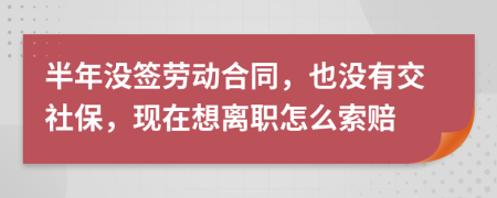 半年没签劳动合同，也没有交社保，现在想离职怎么索赔