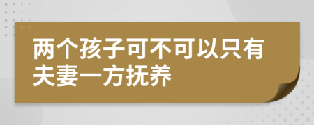 两个孩子可不可以只有夫妻一方抚养