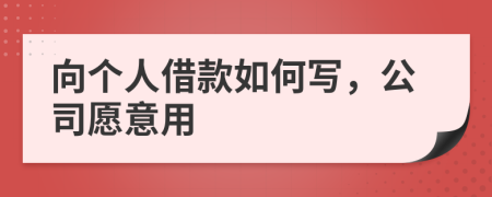 向个人借款如何写，公司愿意用