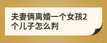 夫妻俩离婚一个女孩2个儿子怎么判