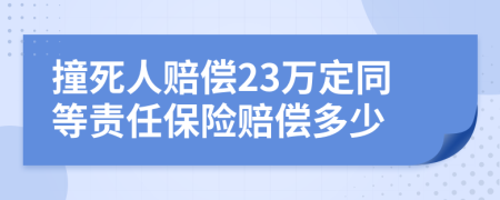 撞死人赔偿23万定同等责任保险赔偿多少