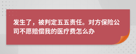 发生了，被判定五五责任。对方保险公司不愿赔偿我的医疗费怎么办