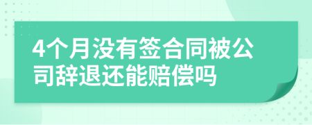 4个月没有签合同被公司辞退还能赔偿吗