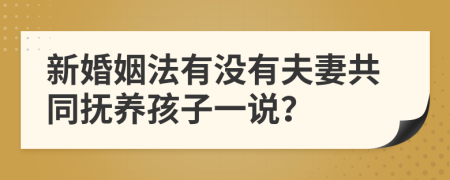 新婚姻法有没有夫妻共同抚养孩子一说？