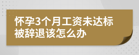 怀孕3个月工资未达标被辞退该怎么办