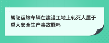 驾驶运输车辆在建设工地上轧死人属于重大安全生产事故罪吗