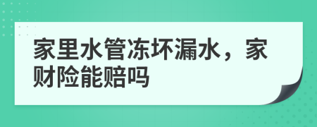 家里水管冻坏漏水，家财险能赔吗